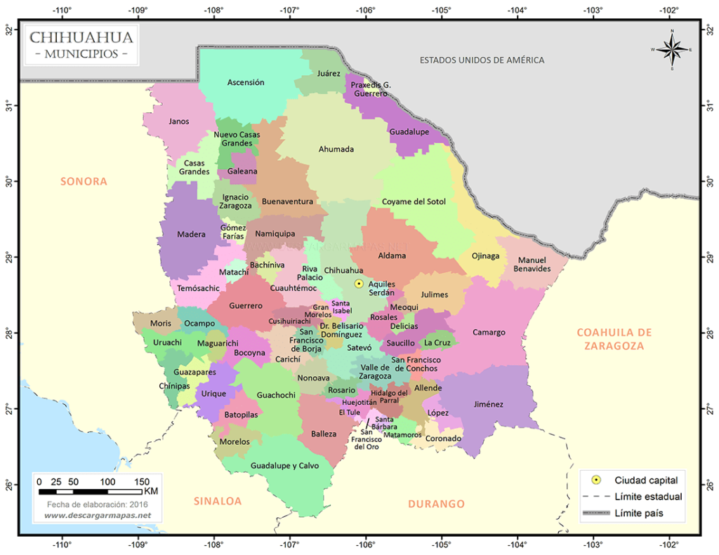 Mapa De Chihuahua Con Nombres