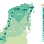 Mapa del recorrido y estaciones del tren maya de México